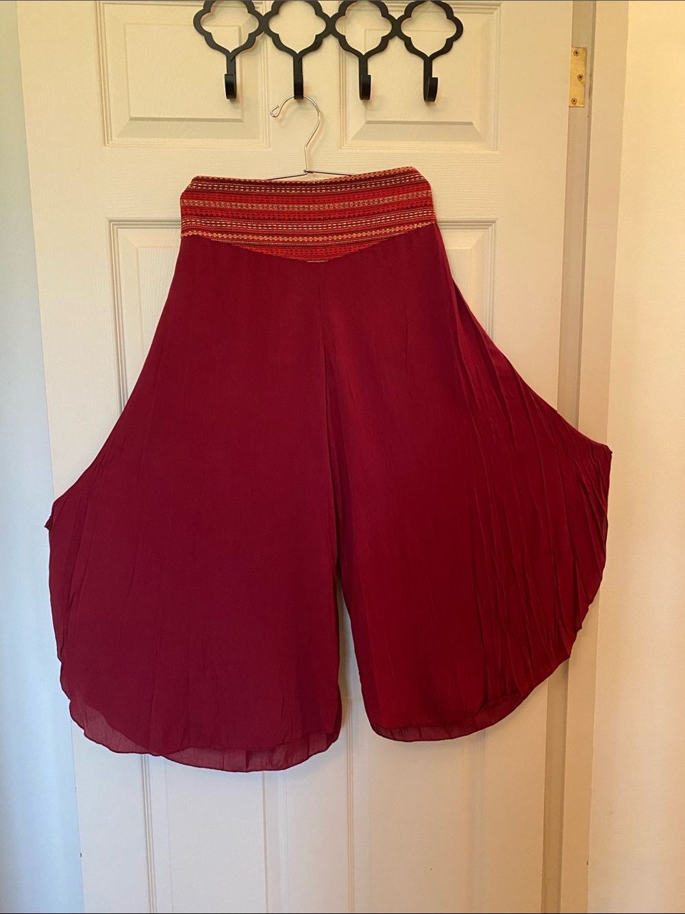 Thai Wide-Leg Yoga Pants Maroon
